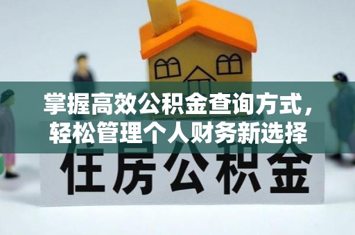 勉县掌握高效公积金查询方式，轻松管理个人财务新选择
